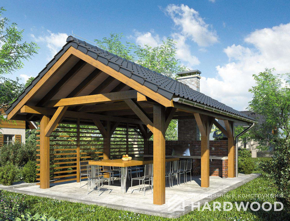 Навес барбекю из дерева №89 - фото 1076
