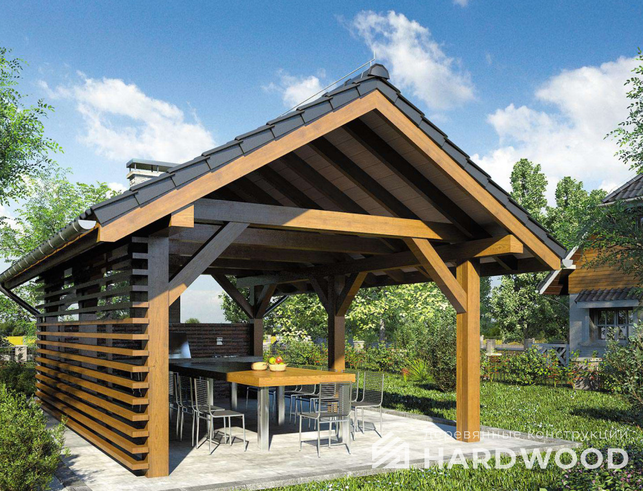 Навес барбекю из дерева №89 - фото 1077