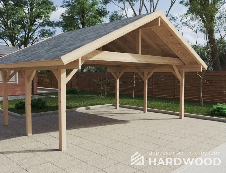 Навес для автомобиля деревянный каркас №134 - фото 967