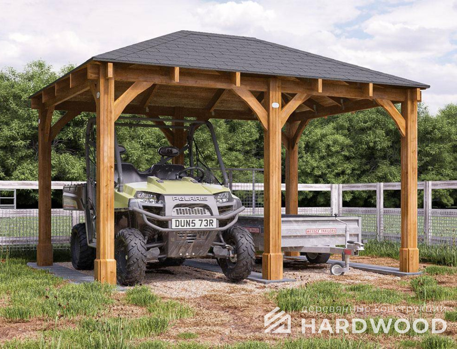 Навес для машин из клееного бруса №83 - фото 1016
