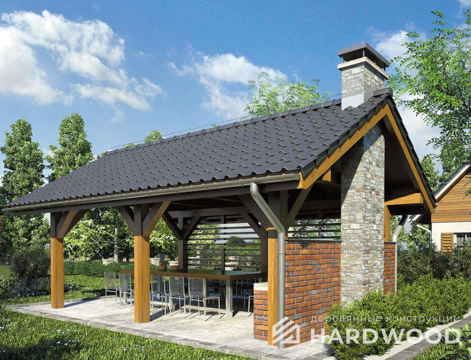 Навес барбекю из дерева №89 - фото 1078