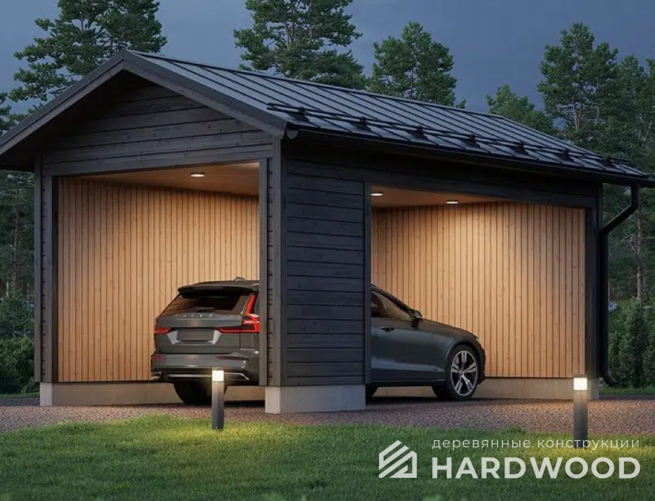 Навес для авто из бруса №102 - фото 1153