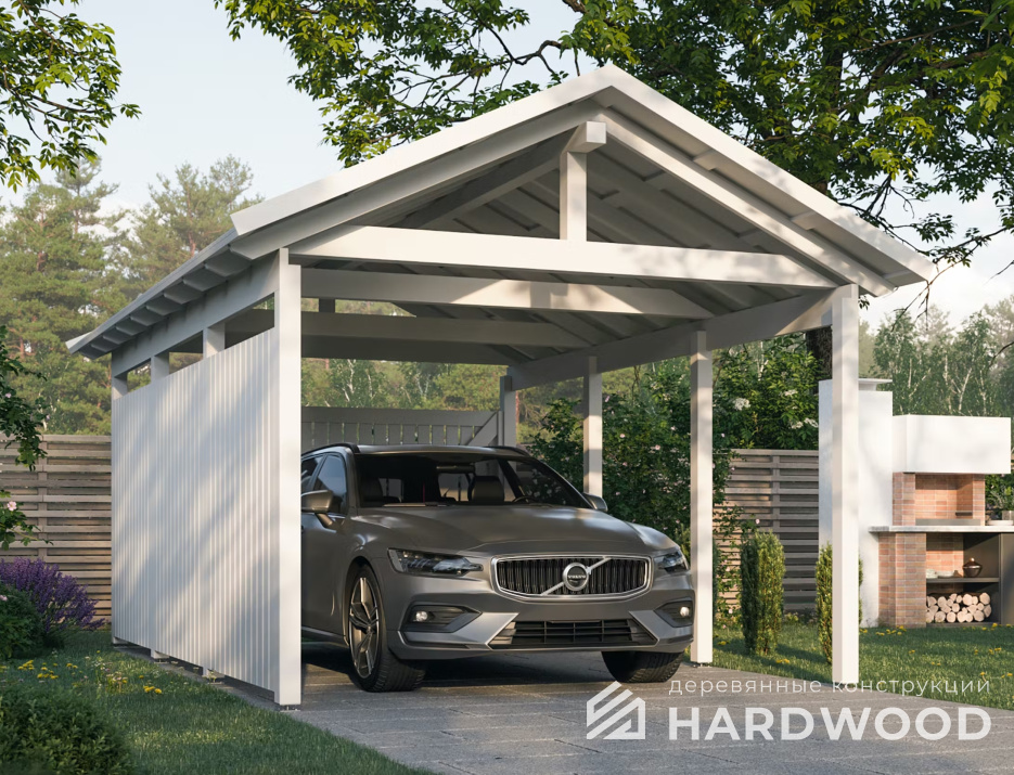 Деревянный навес на авто №3 - фото 942