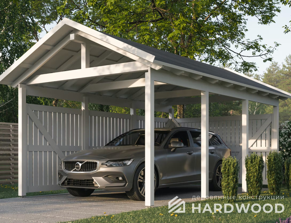 Деревянный навес на авто №3 - фото 941