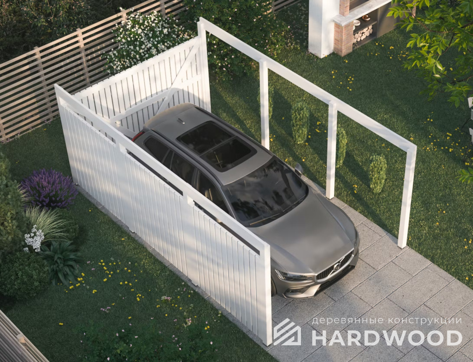 Деревянный навес на авто №3 - фото 943
